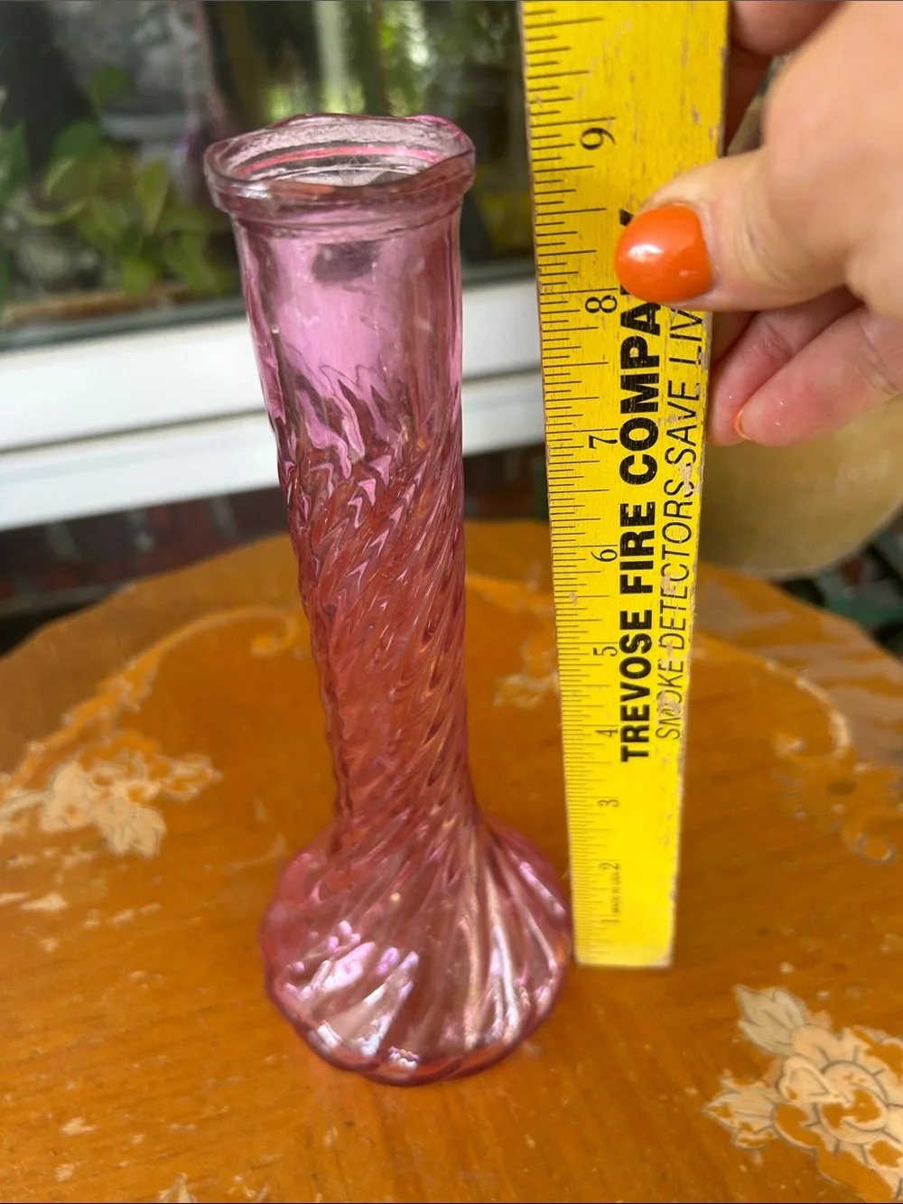 Vintage Pink Swirled Glass Bud Vase -